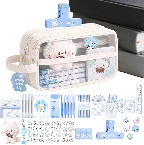 Cute Pencil Case, Multiple Compartments Zipper Pouch Organizer