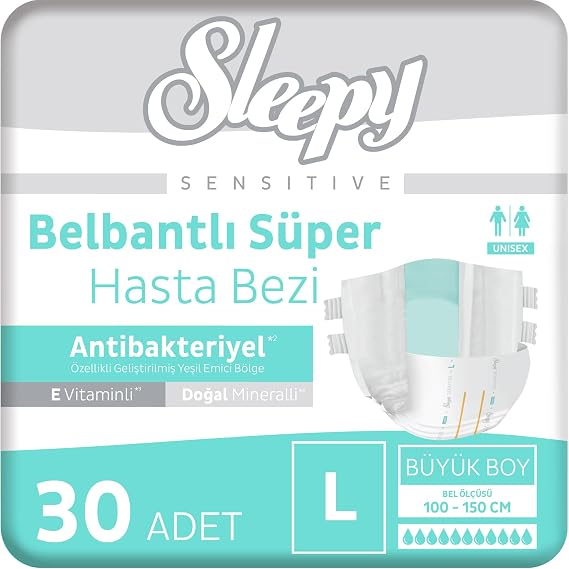 Sleepy Sensitive Antibakteriyel Süper Yetişkin Hasta Bezi Large 30 Adet