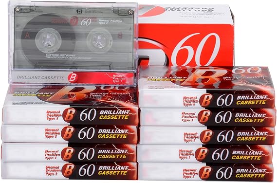 Audio Cassette Empty Cassette Tapes: Recorder CD & DVD Player Cassette 60 Minutes Time Low-Noise Surface Walkman Cassette Pre-Voltage Micro Voice Cassette with Music Radio Pack of 10 Brick (10 Brick)