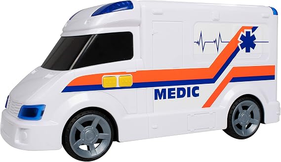 Teamsterz Mighty Machines Large Ambulance | Ambulance with Realistic Lights And Sounds | Kids' Play Figures And Vehicles Toy Car Set | For Ages 3 And Over