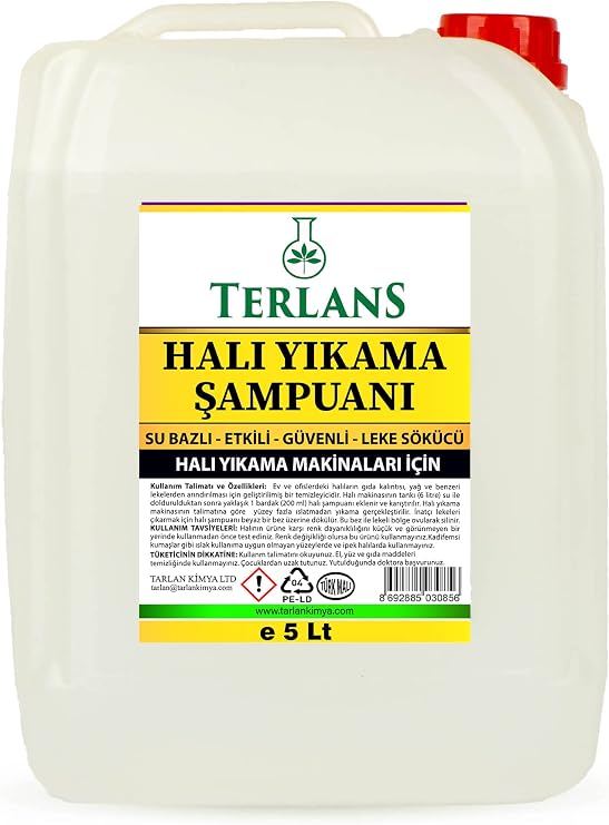 Terlans Parfümlü Halı Yıkama Şampuanı, 5 Lt Makine İçin Köpük ve pH Ayarlı Konsantre Şampuan