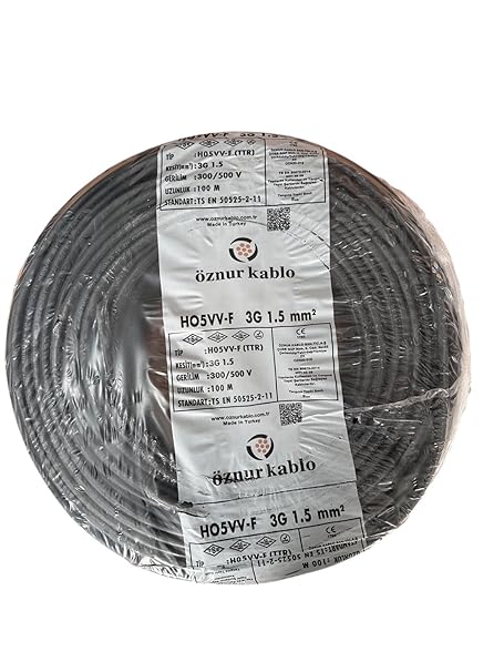 ÖZNUR Marka%100 Bakır 3X1.5 mm TTR Elektrik Kablosu (SİYAH, 100 METRE)