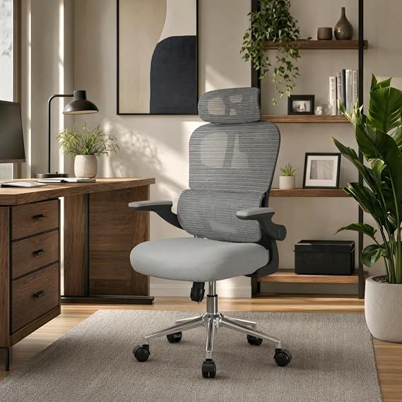 FLEXISPOT Ergonomic Office Chair with Syncro Tilt Adaptive Armrests, Desk Chair with Adjustable Backrest, Ergonomic Lumbar Support, Sponge Cuishion Seat - Swivel Chair with Wheels
