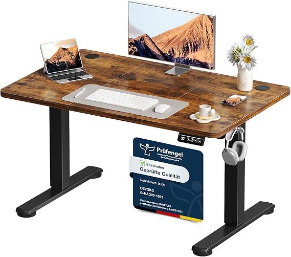 Devoko Electric Height-Adjustable Desk 110 x 60 cm Brown
