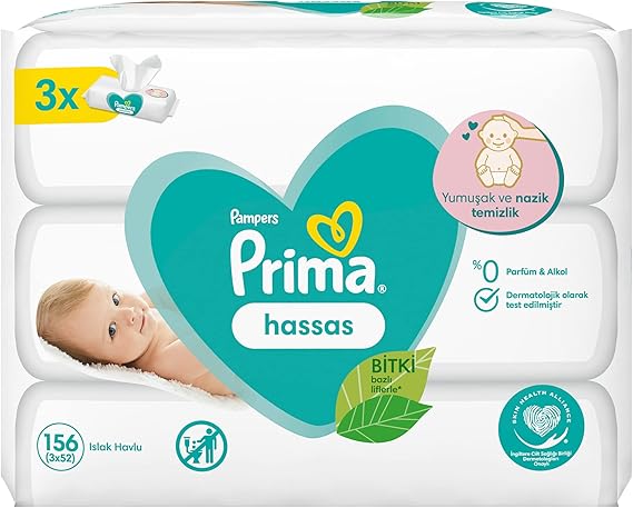 Prima Islak Havlu 3 Paket 156 Yapraklı Sensitive Islak Mendil