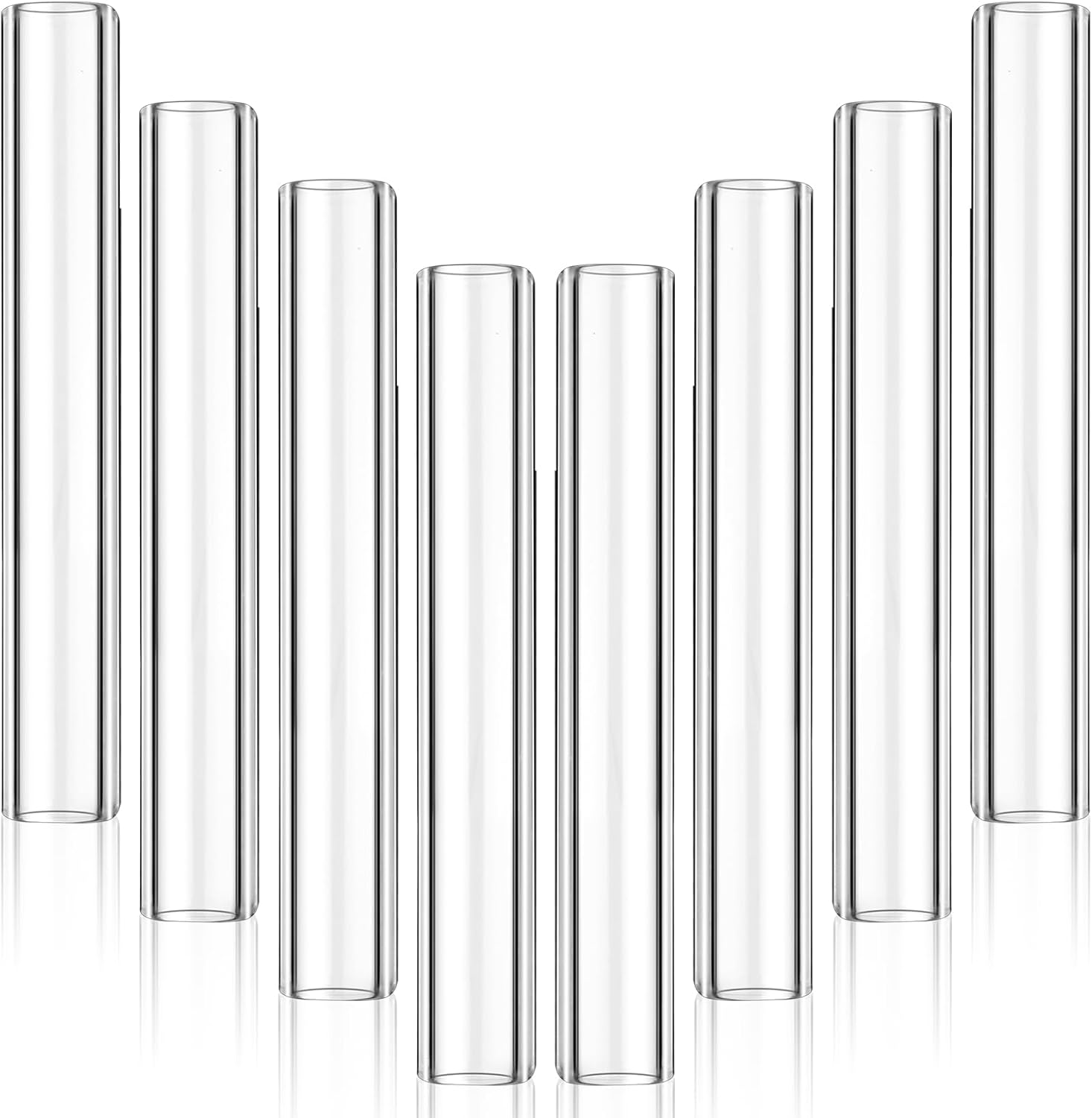 20pc 4" Borosilicate Blowing Tubes, 12mm OD, 9mm ID, 2mm Thick Wall Clear Glass Pipe with 4 Cleaning Brush