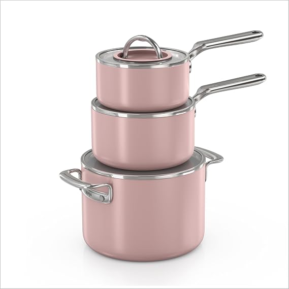 Ninja NeverQuit™ 6-Piece Ceramic Cookware Set, Chai Pink, CQ19006PK2