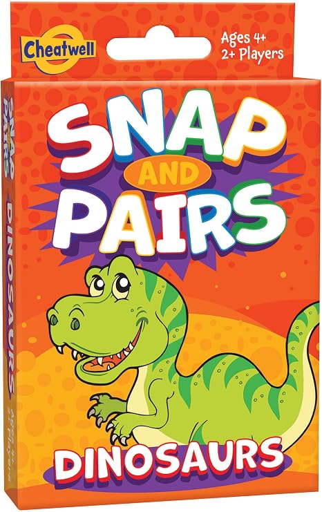 Cheatwell Games Snap + Pairs Dinosaurs - Card Game - Classic Fun Game Of Snap With A Pairs Memory Game - For Ages 4 And Over