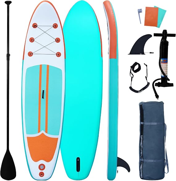 XHYCPY Inflatable Paddle Boards Stand Up Paddleboard Wide Stable with Premium SUP Paddle Board Accessories for All Skill Levels with Fins, Adjustable Paddle, Pump, Backpack, Leash