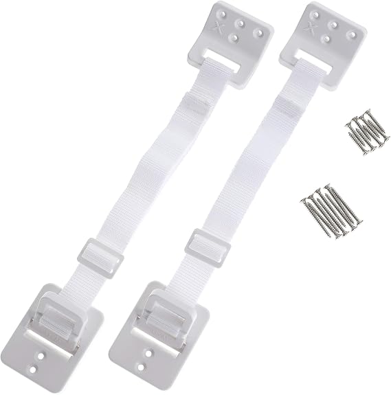 Dreambaby Hinged Anti-Tip Furniture Strap Wall Anchors - 2 Pack - White - Model F1428
