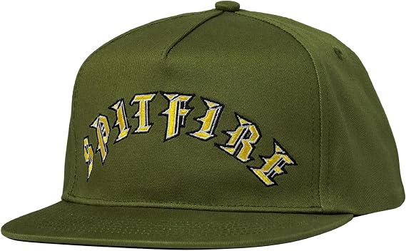 Spitfire Wheels Hat Old E Arch Snapback Olive/Gold, Olive/Gold, One size