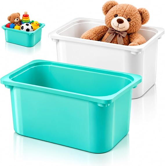 Storage Box TROFAST Compatible Stackable Plastic Container, Turquoise