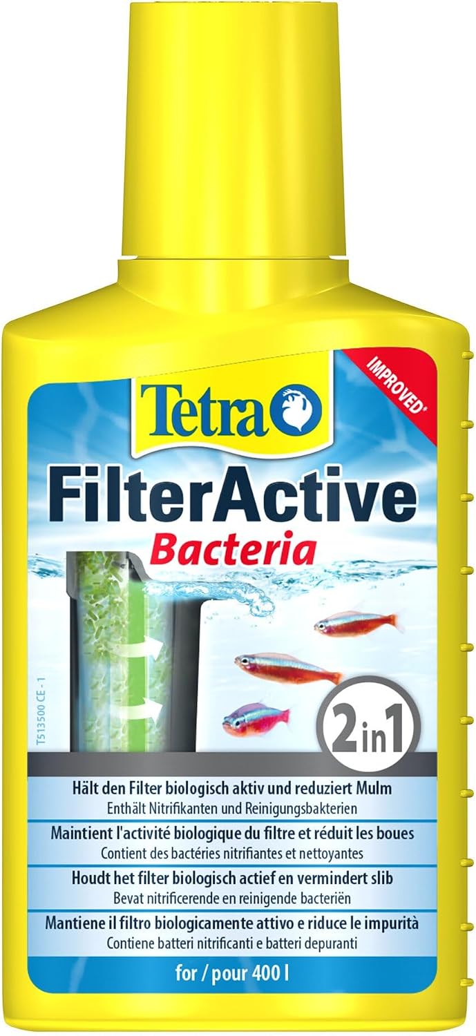 Tetra FilterActive filter starter with highly active Live Bacteria, supports biological activity in the aquarium, accelerates removal of harmful substances, optimises cleaning performance of the filter, various sizes