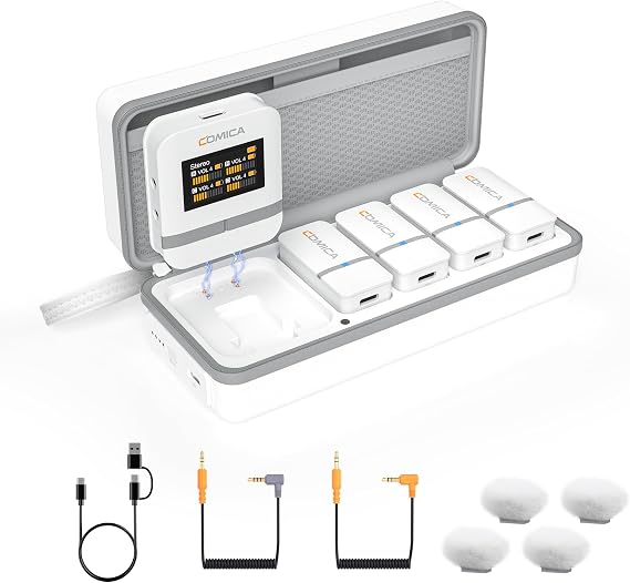 COMICA Vimo Q Wireless Lavalier Microphone (4 Transmitters and 1 Receiver)