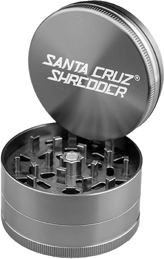 Santa Cruz Shredder Metal Spice and Herb Grinder Knurled Top for Stronger Grip 3-Piece Large 2.7" (Grey)