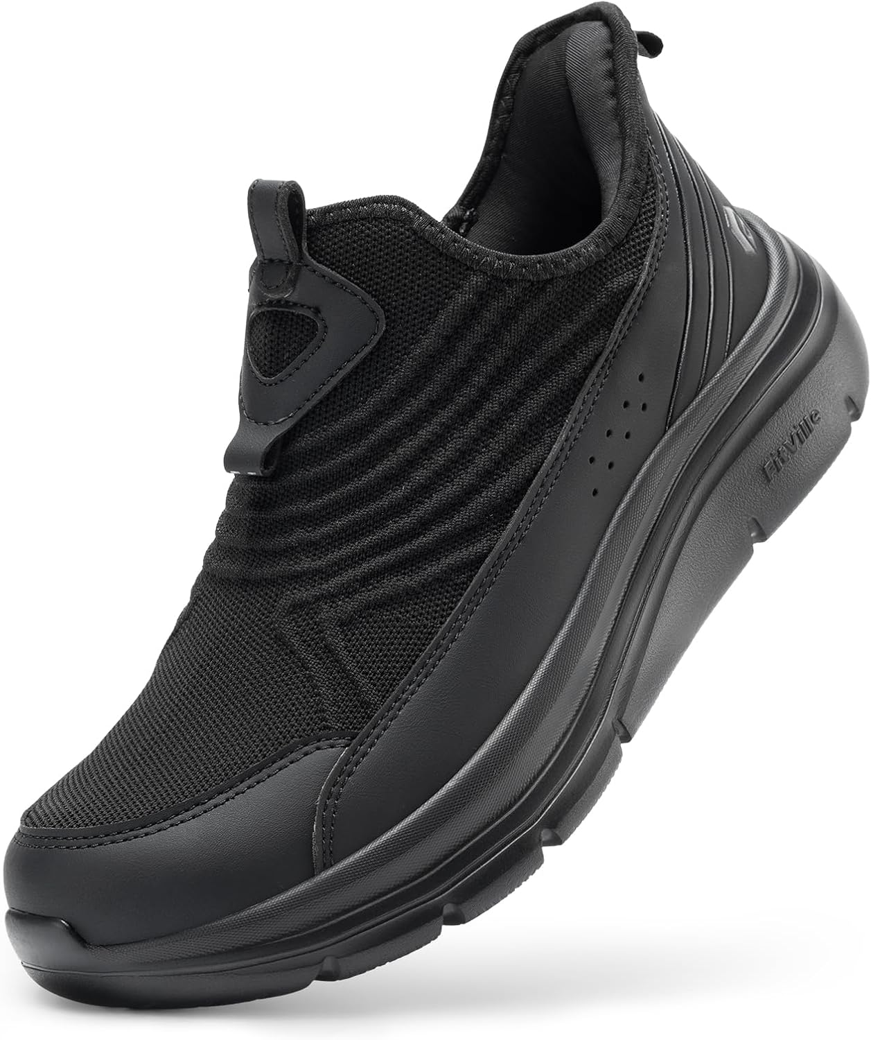 fitville slip-on trainers mens walking shoes extra wide sports shoes lightweight running shoes breathable jogging fitness outdoor gym slip-on shoes