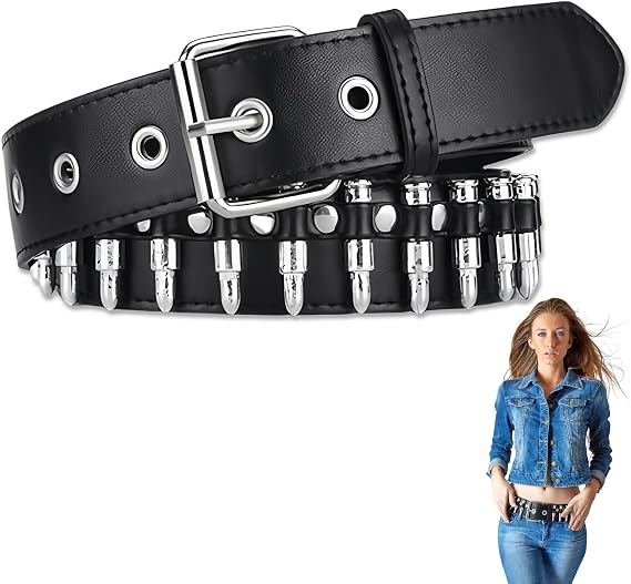 SHENYI Bullet Belts for Men Women Punk Rock Rivet Belt Studded Gothic Belts PU Leather Adjustable Gothic Clothing Accessories