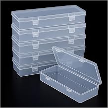 6 Pack Small Clear Plastic Storage Boxes with Hinged Lids, 15.5x6.5x3cm Long Rectangular Organiser for Diamond Art Accessories, Beads, Crafts & Hardware