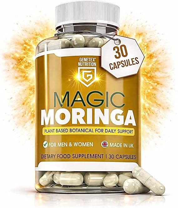 Moringa Capsules 2500mg - 30 High Strength Moringa Powder Capsules | Energy and Immune Support, Plant-Based Superfood Supplement, Pure Concentrated Leaf Extract - Vegan, Non-GMO & Gluten Free, UK Made