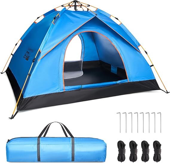 Zelt 2-3 Personen - Wurfzelt Wasserdicht - Automatik Pop Up Zelt - 200x200x135cm Trekkingzelt - Schnellaufbau Camping Igluzelt - Leicht Campingzelt - Trekking & Festival Kuppelzelt