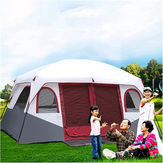 8-12 Person Tent, 2 Bedroom Family Tent, Camping Tent and Shelter, Large 12 Person Outdoor Tent, Festival Essential, 100% Waterproof