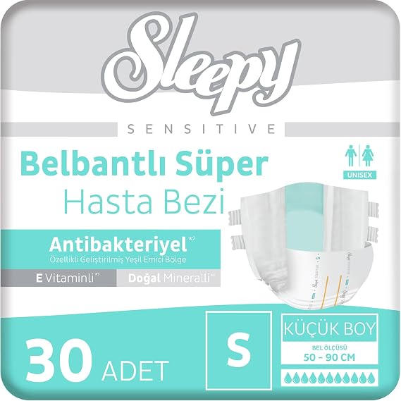 Sleepy Sensitive Antibakteriyel Süper Yetişkin Hasta Bezi Small 30 Adet