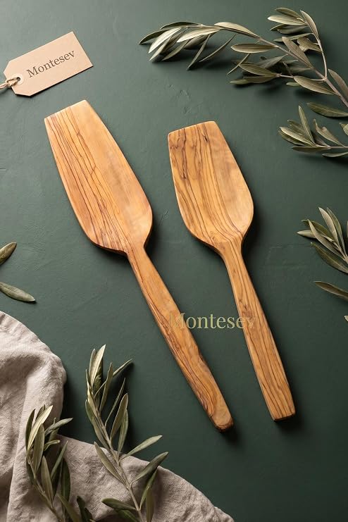 Zeytin Ağacı Ahşap Tahta Kaşık Spatula Seti 2 Parça (Zeytin Ağacı) 2 Parça MNT-085