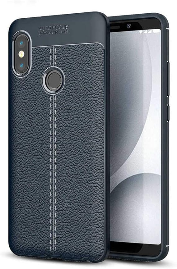 Microsonic Xiaomi Redmi Note 5 için Kılıf Deri Dokulu Silikon Lacivert [Redmi Note 5 ile Uyumlu Kılıf - Lacivert]