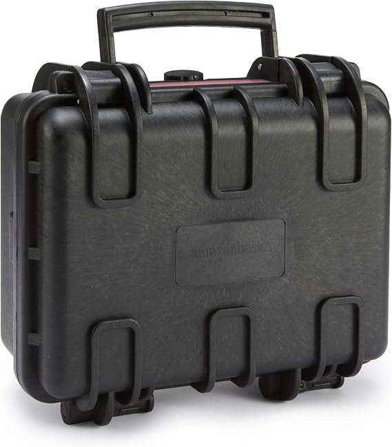 Amazon Basics Portable Hard Case Protective Small Case for Cameras, Drones, Lenses and Accessories, Adjustable Foam, Waterproof, Shock Resistant, 30.7 x 27 x 14.2 cm, Black, Solid