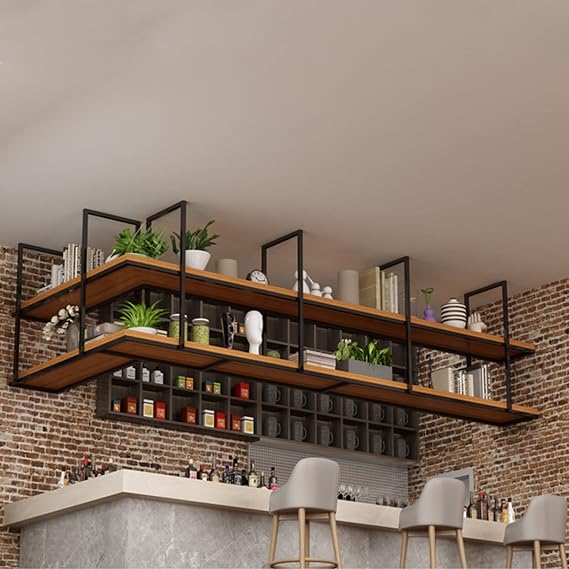 Ceiling Pot Pan Rack Decorative Rectangular Mounted Storage Shelf for Home, Restaurant Kitchen Cookware Utensils Books Household Hanging Floating Shelves (Size : 80x30x80cm)
