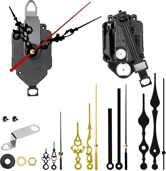 EEEKit Pendulum Quartz Clock Movement Mechanisms, 2 Clock Motors Replacement with 5 Sets Hands for DIY Wallclock Repair (Not Includes Pendulum)