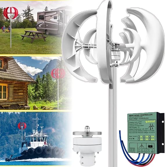 Wind Turbine Generator Kit 3000W 4000W 5000W with Controller, Wind Generator for Home Use, Vertical Wind Turbine Windmill Power Generator,4000W-12V