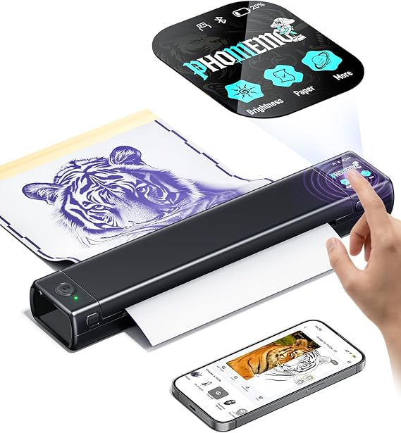 Phomemo M08F Plus Touchscreen Tattoo Stencil Printer, 10 Transfer Sheets