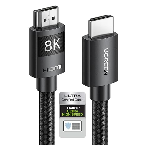 UGREEN HDMI 2.1 Cable Certified 10K 8K 60Hz 4K 120Hz 48Gbps UHD eARC HDR Dynamic Dolby Vision 3D HDCP 2.3 Compatible with Mac mini M4 Pro PS5 PS4 Xbox One X PC HDTV Monitor, 2M