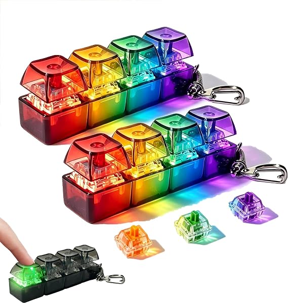 Keyboard Fidget Toy, Light Up Clicky Keyboard Fidget Toy (2Pieces)