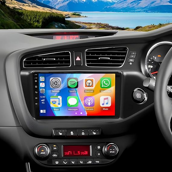 9inch Android 14 Car Stereo for Kia Ceed JD 2012-2016 Car Radio with Wireless Carplay Android Auto Touch Screen Double Din GPS Navi WiFi Bluetooth Mirror Link EQ FM Receiver RDS SWC, 2+32G