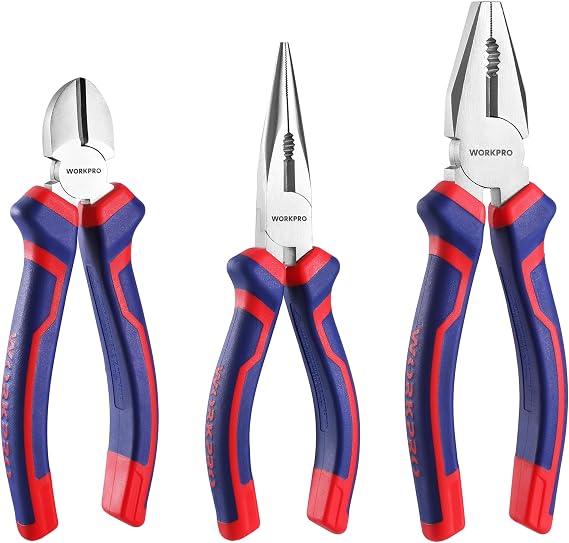 WORKPRO Professional Pliers Set, 3 Pieces, Cr-V Steel