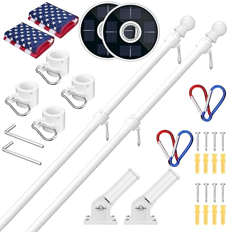 ZMTECH 2 Pack 6FT Flag Pole Kit, White