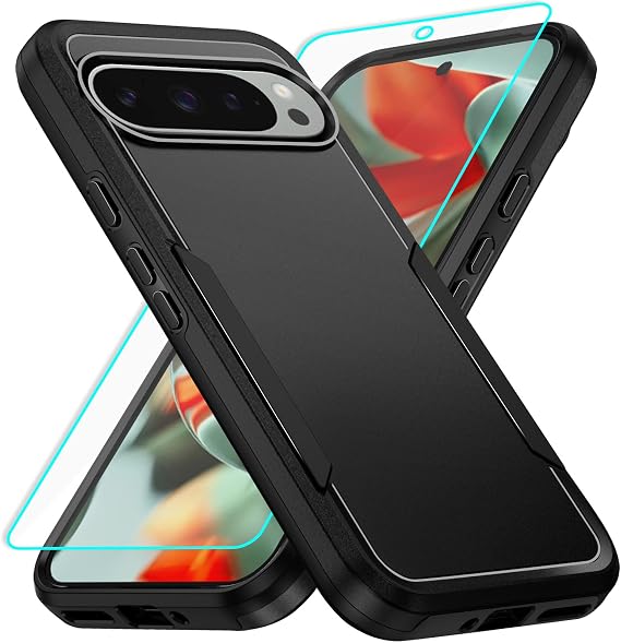 for Google Pixel 9 Pro XL Case with Screen Protector (Black)