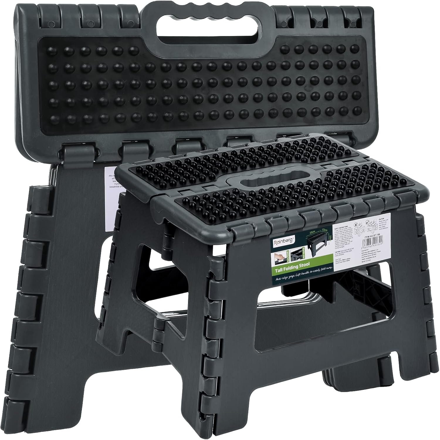 Rainberg Folding Step stool for Kids and Adults, Anti Slip Stool, Foldable Stool, Heavy duty Stool with grip on top, Use in the Kitchen, Bathroom, easy to store