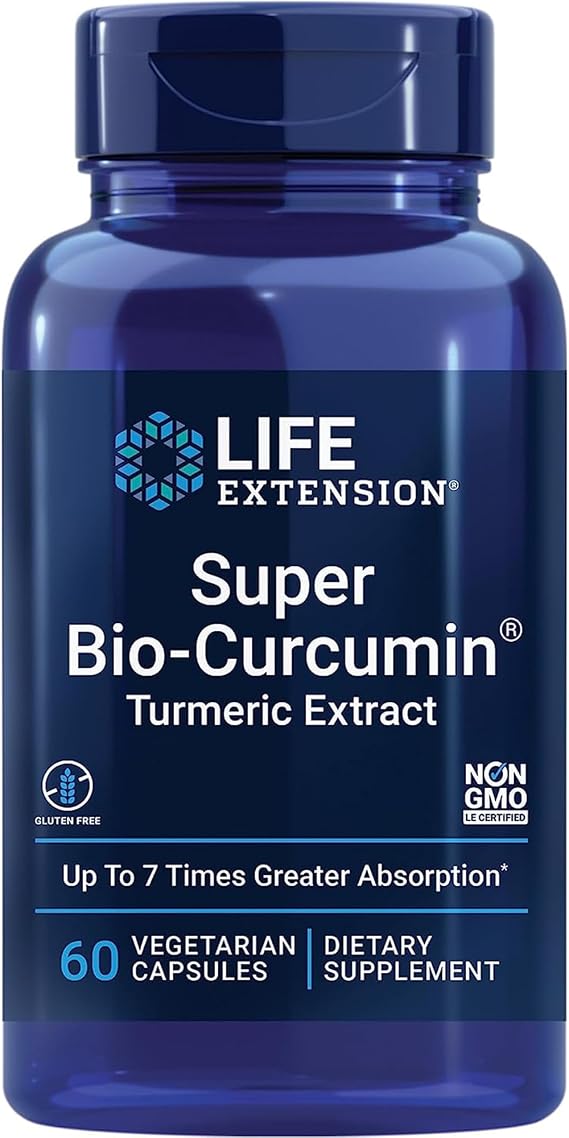 Life Extension, Super Bio-Curcumin, Turmeric Extract with 95% Curcuminoids, 60 Vegan Capsules, Gluten-Free, Vegetarian, SOYA-Free, GMO-Free