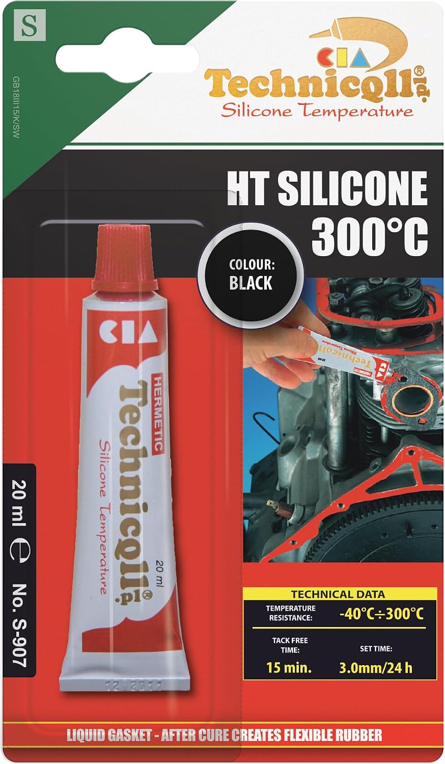 BLACK HIGH TEMPERATURE SILICONE ADHESIVE SEALANT 20ml HEAT RESISTANT 300'C new