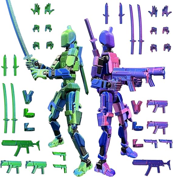 PEKOIU T13 Action Figure Set (Assembly Completed) Age 3+, 3D Printed Multi-Jointed, Multi-Articular Lucky Mobile Robot,Desktop Decorations for Game Lovers Toys