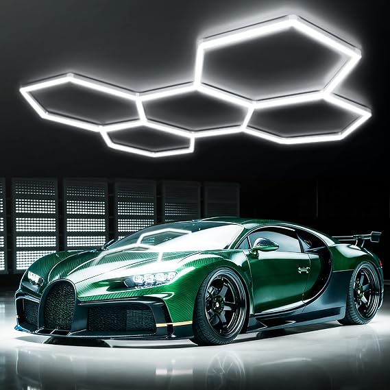 Hexagon Garage Lights 5 Hex 192W LED Ceiling Lightsing for Garage [Energy Class C]