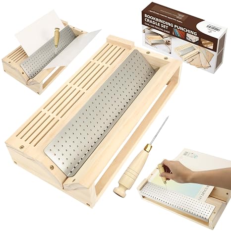 Book Binding Punching Cradle Kits with a Awl for Book Crafting