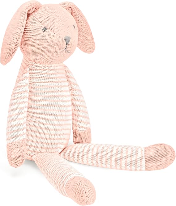 Mousehouse Gifts - Medium Pink Rabbit Soft Toy Plush, Knitted Bunny Teddy Bear for Children and Babies