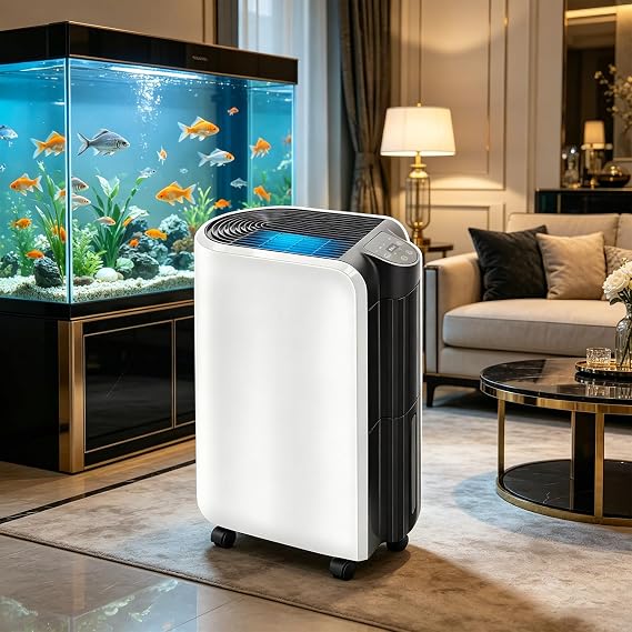 Whole-House Dehumidifier, 20L/Day, 35m² (377 sq ft) Coverage, Smart App Control (2.4GHz & 5GHz), 280W Energy-Saving, Quiet Operation, Continuous Drainage, Portable with 360° Wheels
