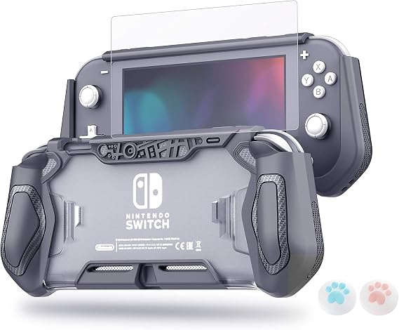 Leyu Smart Switch Lite Nintendo için Koruyucu Kılıf, Günlük Hediye (Ergonomik/Sağlam/Tam Koruma) Hediye Fikri HD Ekran Koruyucu ve Ailenin Mutlu Saatleri için Başparmak Kavrama Kapakları, Gri