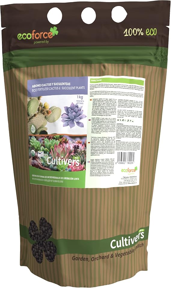 CULTIVERS Cactus Fertilizer Succulents and Succulents Organic 1 kg Slow Release Fertilizer 100% Organic and Vegan Origin