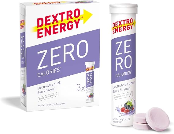 Dextro Energy Zero Calories Berry Electrolytes, 3 Tubes 60 Tablets